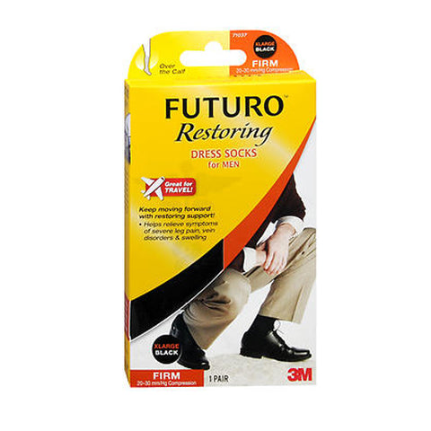 3M, Futuro Restoring Dress Socks For Men Over The Calf Black Firm, Extra Large each Futuro