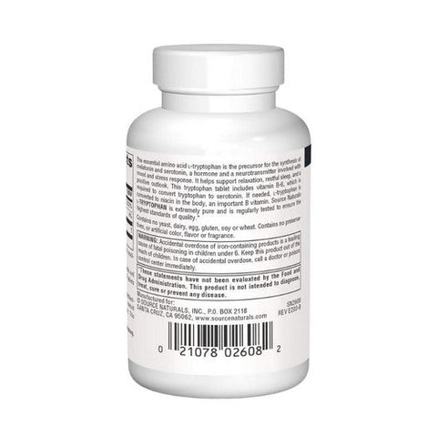 Source Naturals, L-Tryptophan with Vitamin B-6, 1000 mg, 30 Tabs Source Naturals