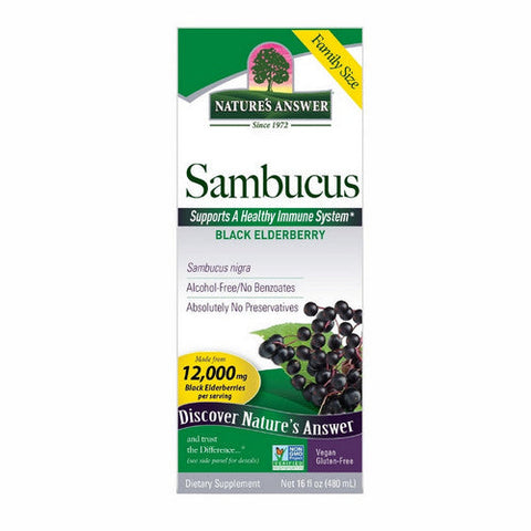 Nature's Answer, Sambucus Black Elderberry Alcohol-Free, 12000 Mg, 16 Oz Nature's Answer