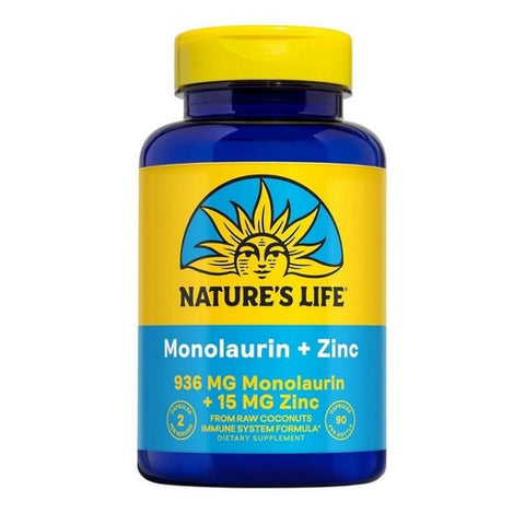 Health From The Sun, Monolaurin + Zinc, 1,000 mg, 90 Caps Nature's Life