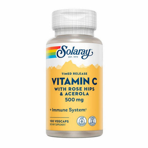 Solaray, Vitamin C With Rose Hips & Acerola, 500 mg, 100 Caps Solaray