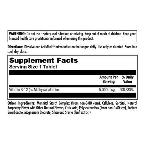 Kal, Ultra B-12 Methylcobalamin ActivMelt, 5,000 mcg, 90 Tabs Kal