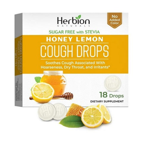 Herbion Naturals, Cough Drops Suger Free Honey Lemon Lozenges, Sugar Free Honey Lemon 18 Lozenges Herbion Naturals