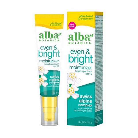 Alba Botanica, Even & Bright Moisturizer SPF 15, 2 Oz Alba Botanica