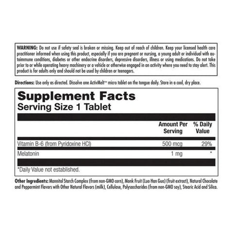 Kal, Melatonin Chocolate Mint, 1 Mg, 120 Count Kal