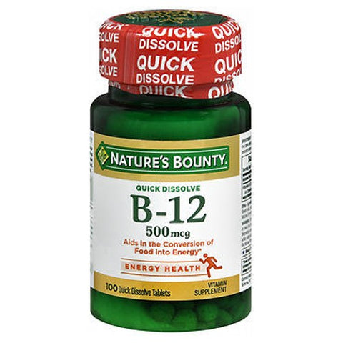 Nature's Bounty, Vitamin B-12 Quick Dissolve Tablets, 500 Mcg, 24 X 100 Tabs Nature's Bounty