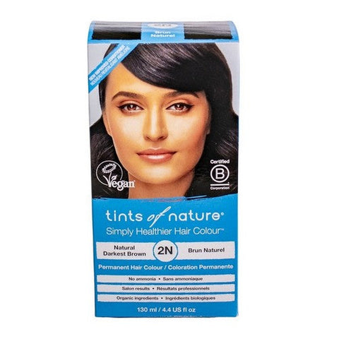 Tints of Nature, Permanent Hair Colour 2N Natural Darkest Brown, 2N Natural Darkest Brown 4.4 Oz Tints of Nature