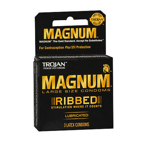 Magnum Ribbed Male Condoms 3 Each by Trojan