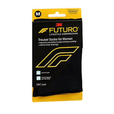 Futuro, Lifestyle Compression Trouser Socks For Women Moderate Large Black, 1 Pair
