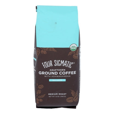 Organic Adaptogen Coffee Mix with Tulsi & Ashwagandha 12 Oz by Four Sigma Foods Inc