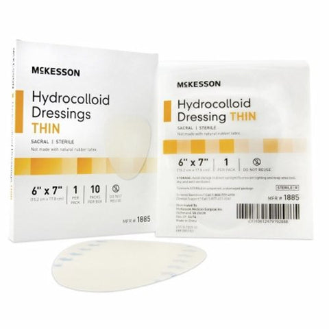 McKesson, Thin Hydrocolloid Dressing Film Backing 6 X 7 Inch Sacral Hydrocolloid 1885, Box Of 10 McKesson