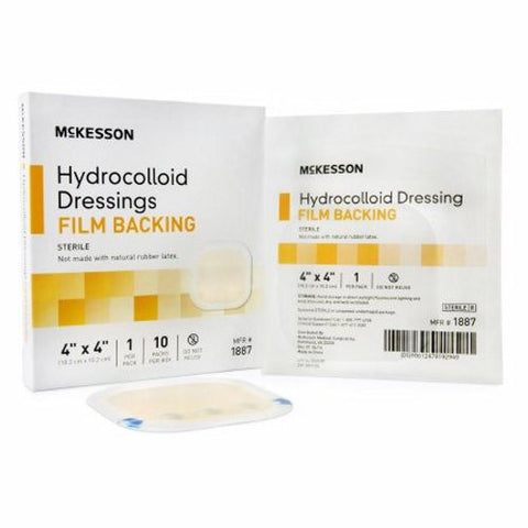 McKesson, Hydrocolloid Dressing Film Backing 4 X 4 Inch Square Hydrocolloid Film, Box Of 10 McKesson