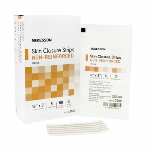 McKesson, Skin Closure Strip McKesson 1/8 X 3 Inch Nonwoven Material Flexible Strip Tan, Box Of 50 McKesson