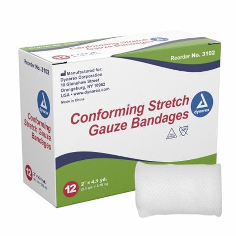 Dynarex, Conforming Bandage 2 Inch X 4-1/10 NonSterile, Case Of 8 Dynarex