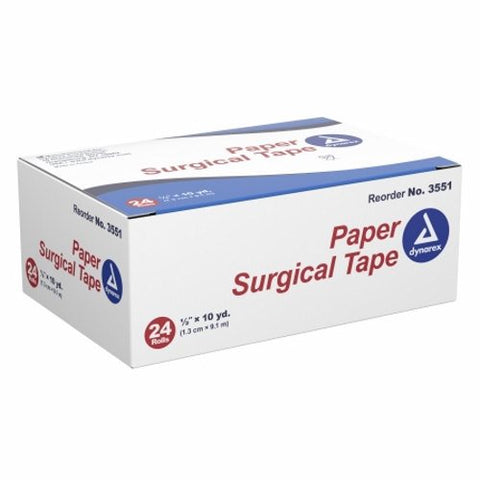 Dynarex, Medical Tape Dynarex  Porous Paper 1/2 Inch X 10 Yard White NonSterile, Box Of 24 Dynarex