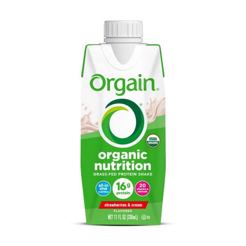 Orgain, Organic Nutritional Shake Strawberries And Cream Flavor Liquid Oral Supplement, Count of 12 Orgain