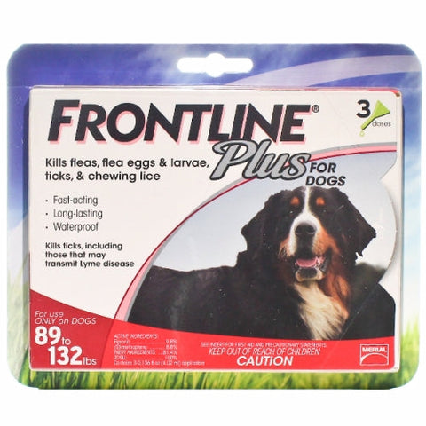 Frontline Plus, Frontline Plus for Dogs, Over 89 to 132 lbs 3 Count Frontline Plus