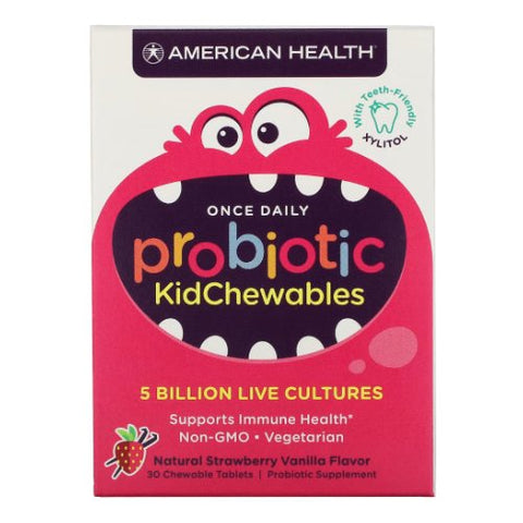 American Health, Kids Chewable Strawberry Vanilla, 30 Tabs American Health