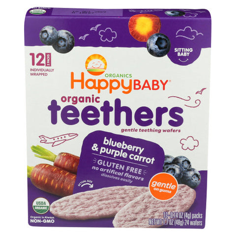Happy Baby Food, Organic Teethers Blueberry And Purple Carrot, 1.7 Oz(Case Of 6) Happy Baby Food