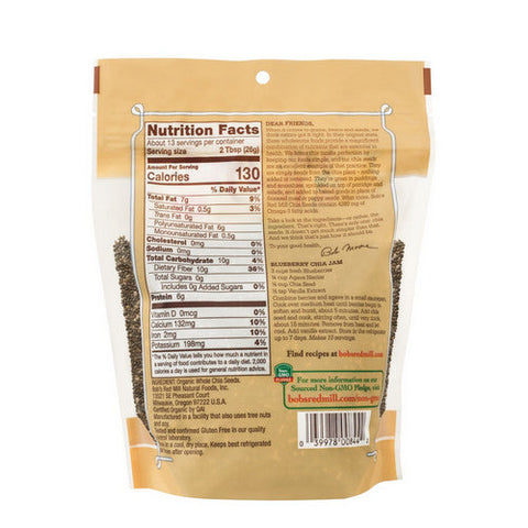 Bobs Red Mill, Organic Whole Chia Seed, 12 Oz(Case Of 5) Bobs Red Mill