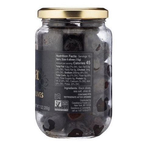 Mina, Moroccan Dry Cured Black Olives Jar, Case of 6 X 7 Oz Mina