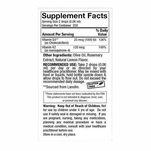 Nature's Answer, Vitamin D3 And K2 Drops, 0.5 Oz Nature's Answer