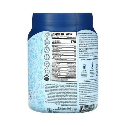 Kos, Organic Superfood Protein Powder Blueberry Muffin, 20.6 Oz Kos