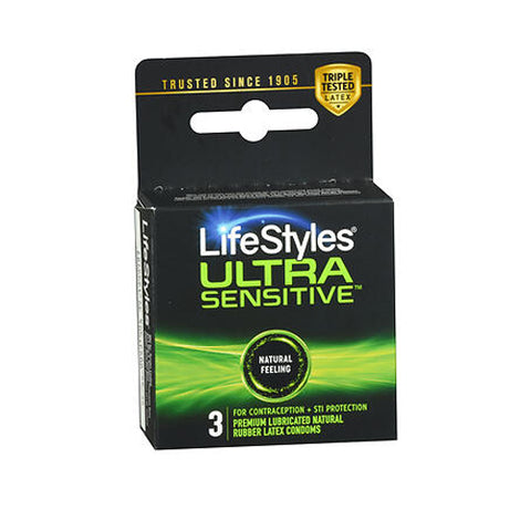 Ultra Sensitive Lubricated Latex Condoms 3 Count by Lifestyles