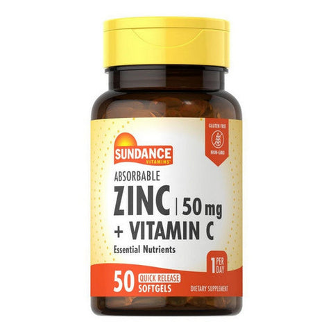 Sundance, Vitamins Absorbable Zinc + Vitamin C Quick Release, 50 Mg, 50 Softgels Sundance