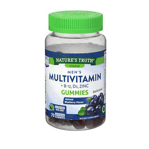 Nature's Truth, Men's Multivitamin + B-12, D3, Zinc Gummies Natural Blueberry Flavor, 70 Count Nature's Truth