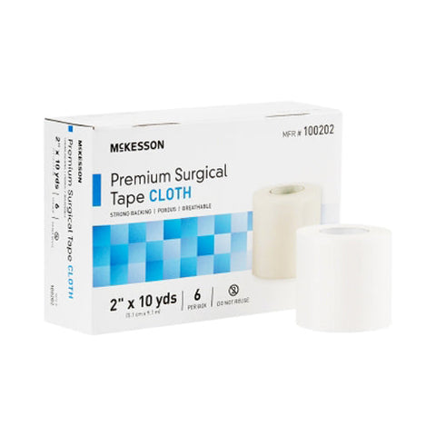 McKesson, Silk-Like Cloth Medical Tape 2 Inch x 10 Yard White, Box Of 6