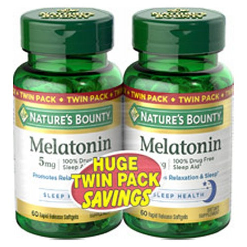 Nature's Bounty, Melatonin Twin Pack, 5 mg, 60 + 60 Count Nature's Bounty
