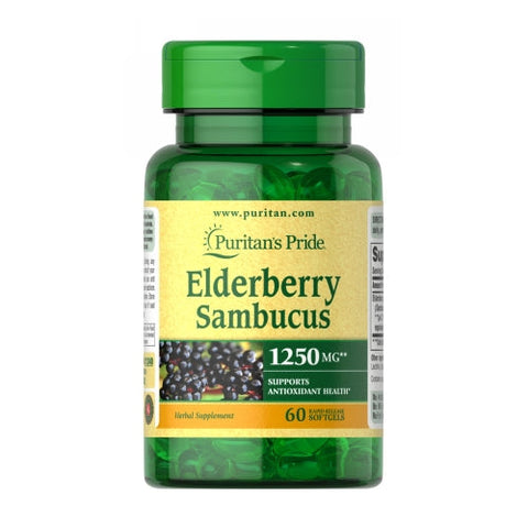 Puritan's Pride, Elderberry Sambucus, 1250 mg, 60 Softgels Puritan's Pride