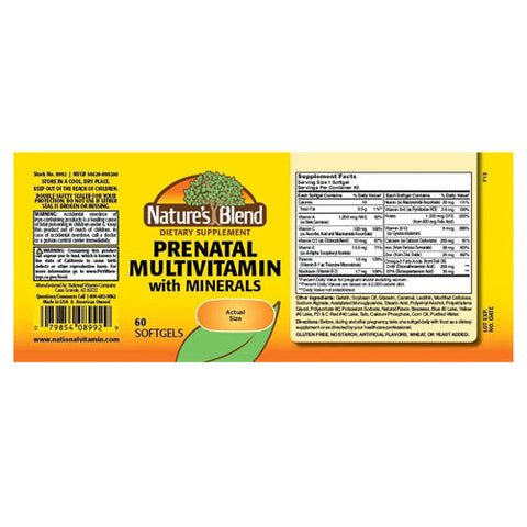 Nature's Blend, Prenatal & Iron With DHA & Folic Acid, 60 Softgels Nature's Blend