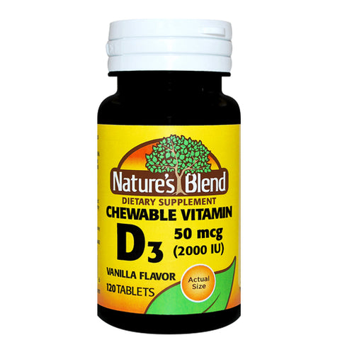 Vitamin D3 Vanilla Flavor 120 Tabs by Nature's Blend