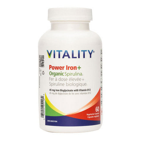 Vitality, Power Iron Plus Spirulina, 60 VegCaps Vitality