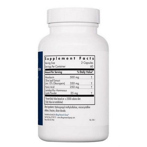 Nutricology/ Allergy Research Group, Humic-Monolaurin Complex With Olive Leaf And Lactobacillus, 120 Veg Caps Nutricology/ Allergy Research Group