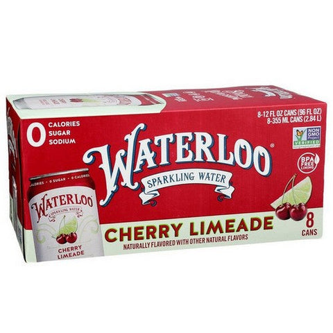 Waterloo Sparkling Water, Sparkling Water Cherry Limeade, 96 Oz (Case Of 3) Waterloo Sparkling Water