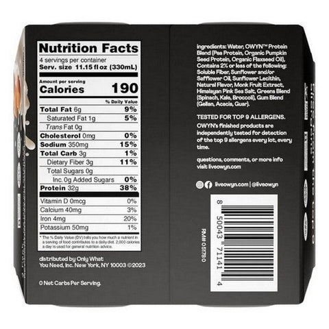 Owyn, Caramel Elite Protein Salted, 44.6 Oz(Case Of 3) Owyn