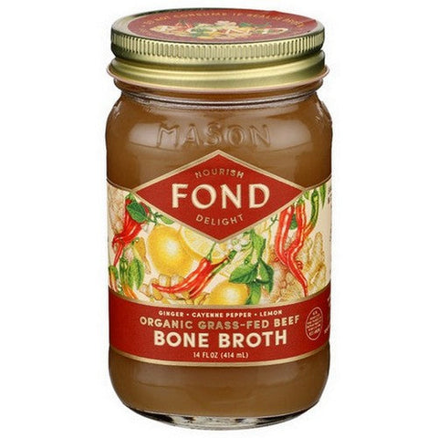 Fond Bone Broth, Beef Bone Broth Ginger Cayenne, 14 Oz (Case Of 4) Fond Bone Broth