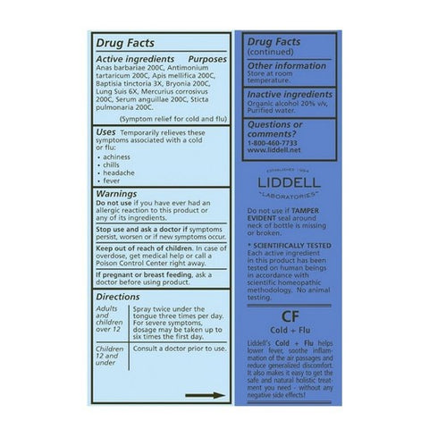 Liddell Laboratories, Cold & Flu, 1 Oz Liddell Laboratories
