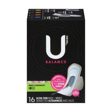 U By Kotex, Balance Heavy Ultra Thin Pads + Wings, 16 Count U By Kotex