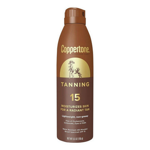 Coppertone, Tanning Sunscreen Spray SPF 15, 5.5 Oz Coppertone