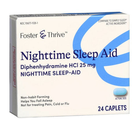 Foster And Thrive, Nighttime Sleep-Aid Diphenhydramine Hcl, 25 Mg, 24 Caps Foster And Thrive