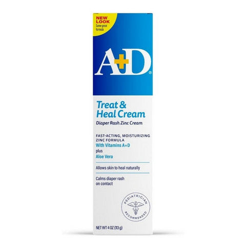 A+D, Treat Diaper Rash Cream With Dimethicone + Zinc Oxide, 4 Oz A+D