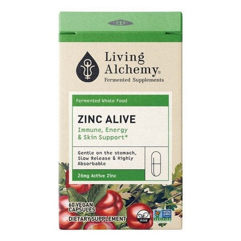 Living Alchemy, Zinc Immune Energy And Skin Support, 26 Mg, 60 Vegan Capsules Living Alchemy