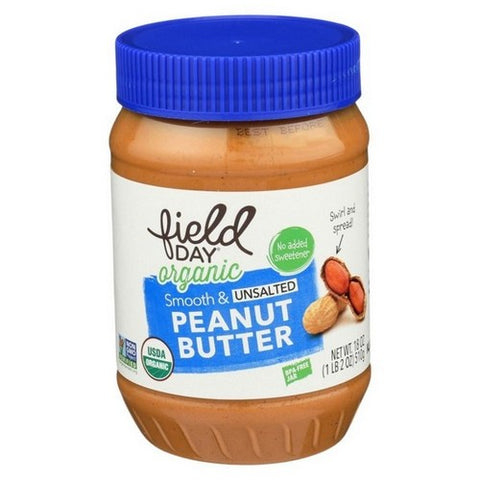 Oranic Smooth And Unsalted Peanut Butter 18 Oz (Case Of 12) by Field Day
