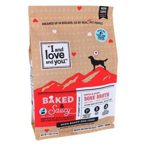 Baked And Saucy Dry Dog Food Beef Plus Sweet Potato 4 Lbs (Case Of 4) by I And Love And You