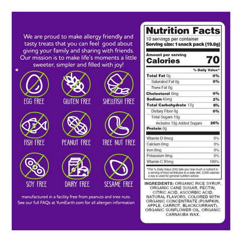 YumEarth, Organic Fruit Snacks, 7 Oz (Case Of 6) YumEarth