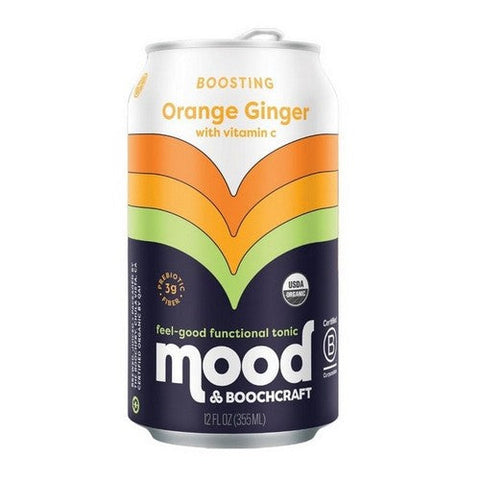 Mood, Orange Ginger Carbonated Kombucha, 12 Oz (Case Of 12) Mood